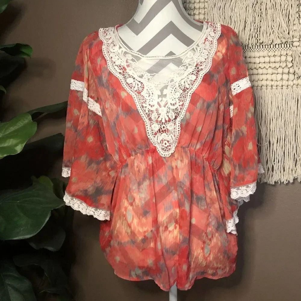 Free People Sheer Daydreamer Chiffon Kimono Top